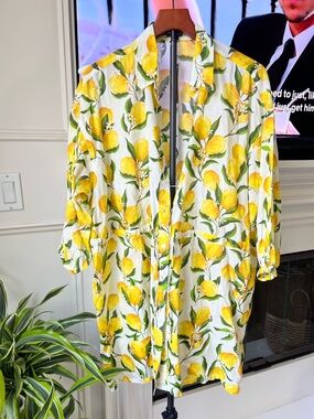 J.Crew Lemon Print Swim Cover-Up | Size M | Oversized Fit | NWT